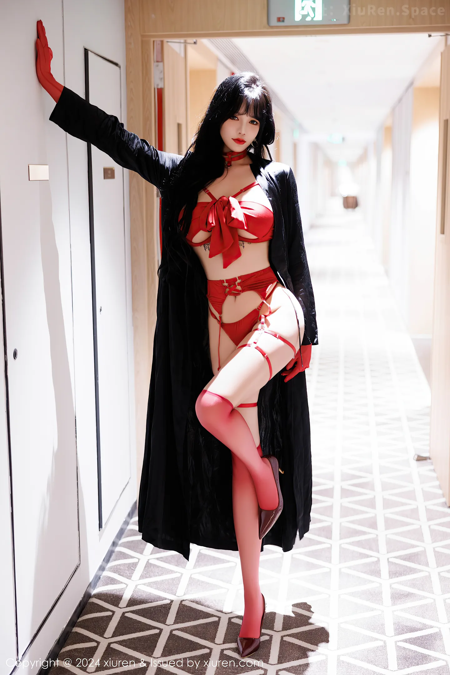 图片[3]-[XiuRen秀人网] VOL.9671 模特娜比性感红色情趣内衣配红色丝袜秀凹凸身材完美诱惑写真80P-秀人网官方网站